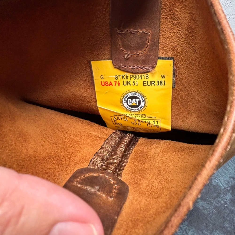 Caterpillar CAT Mens 7.5 Brown Leather Steel Toe Pull On Work Boots P90418 EH - Picture 6 of 7
